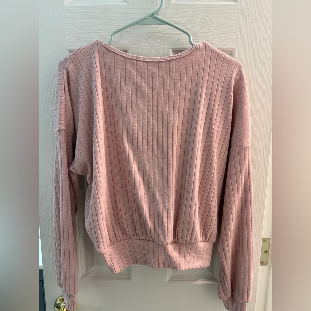 OGL Blush Wide Rib Surplice Top-NWOT